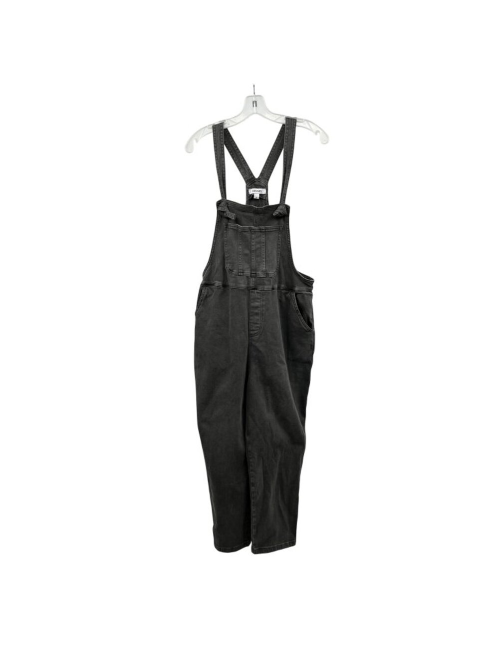Zenana Womens Denim Overalls Knotted Straps Tapered Leg Gray Size Small